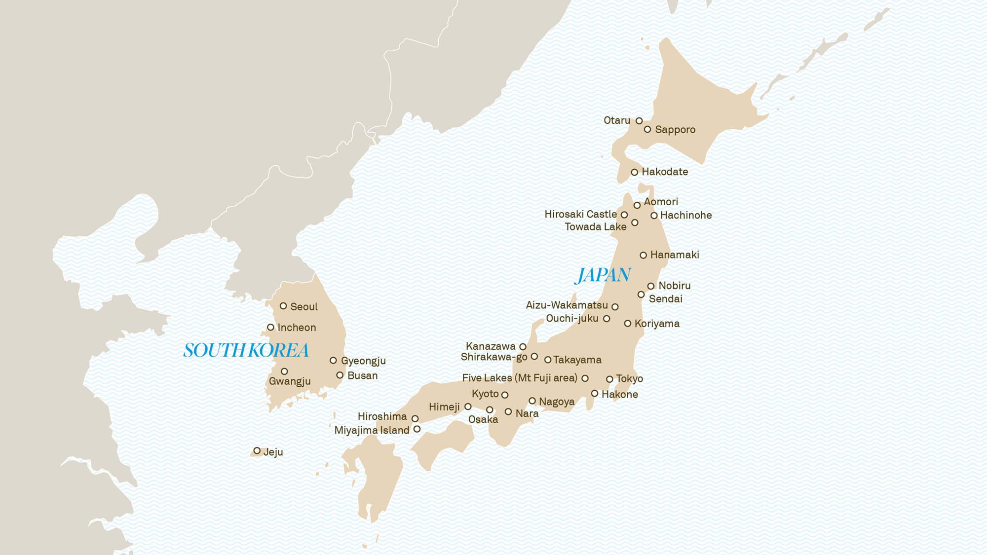 Scenic Land Touring destinations in Japan and South Korea
