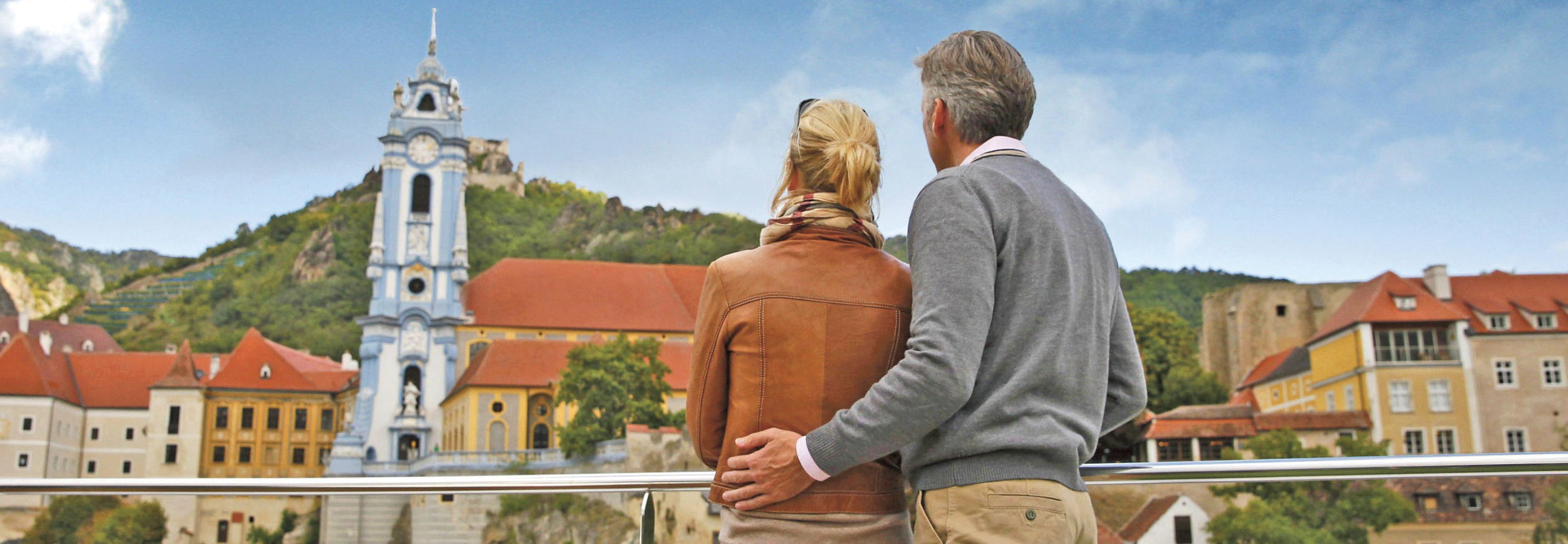 Couple walking around Europe