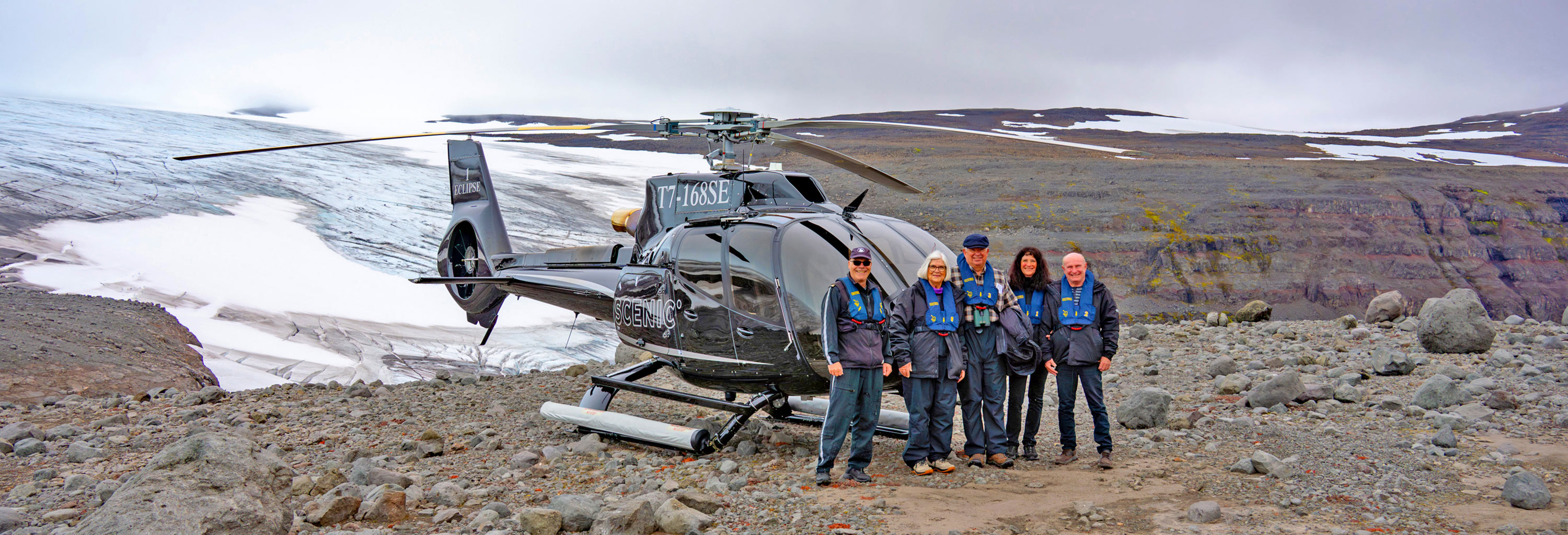Take in sweeping views of Vigur Island by helicopter^
