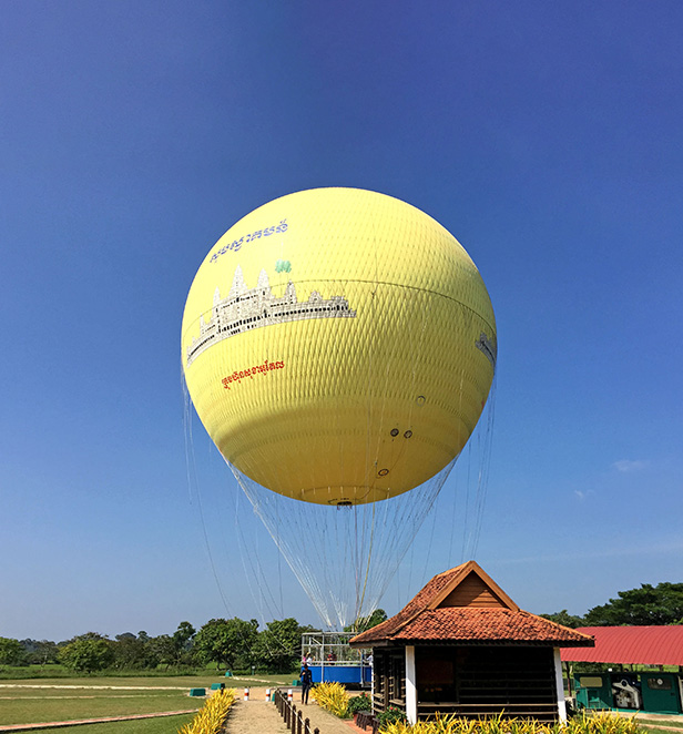 Tethered balloon ride in Angkor, Cambodia