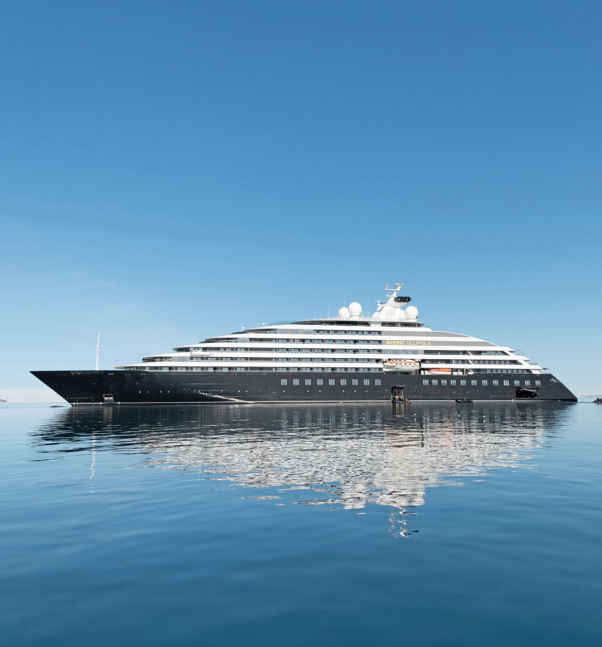 Scenic Eclipse sailing through crystal clear icy waters.