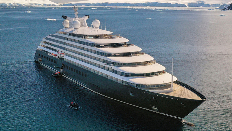 Ultra-luxury Discovery Yacht "Scenic Eclipse" sailing in the ocean