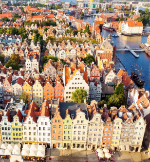Birds-eye view of houses in Poland
