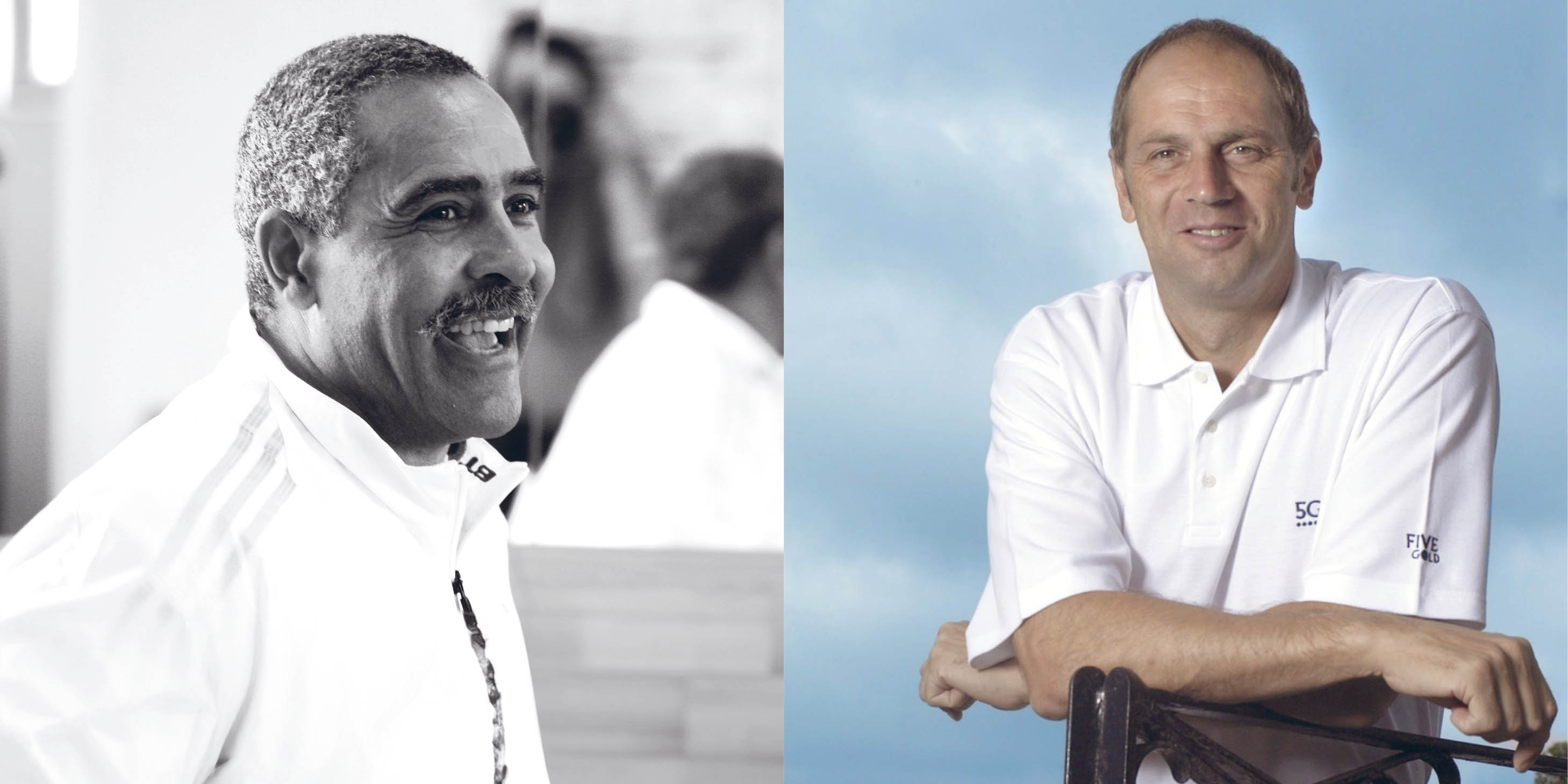 Headshots of Olympic champions, Sir Steve Redgrave and Daley Thompson