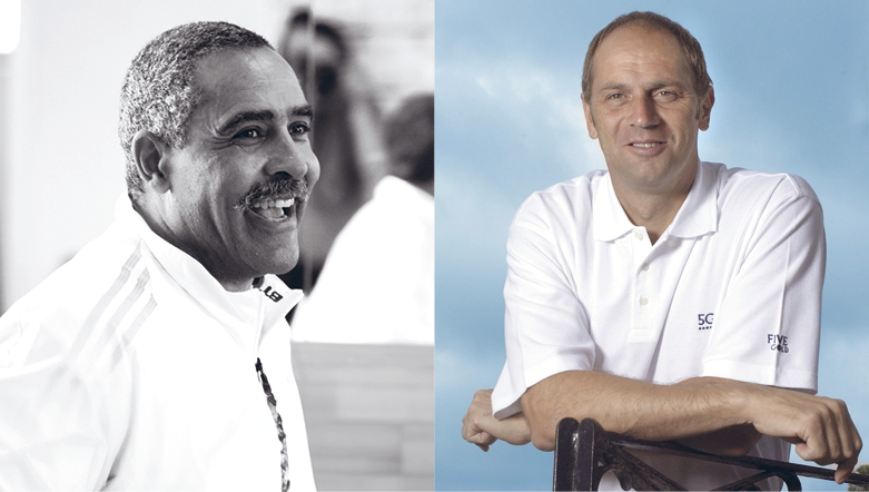 Headshots of Olympic champions, Sir Steve Redgrave and Daley Thompson