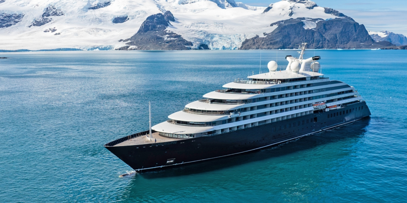 Scenic Eclipse floating in Antarctica