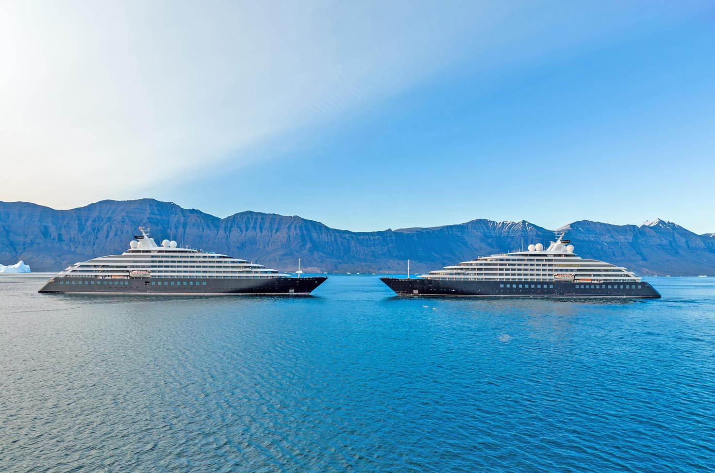 two ocean cruise yachts facing each other